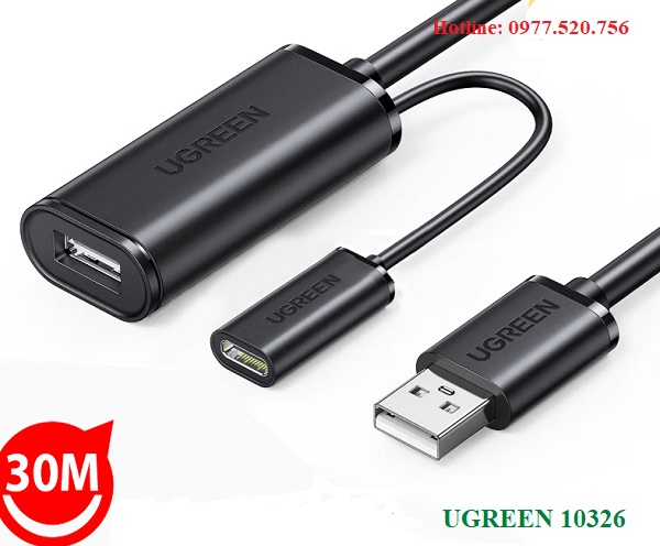 Cáp USB 2.0 nối dài 30m có chíp khuếch đại Ugreen 10326